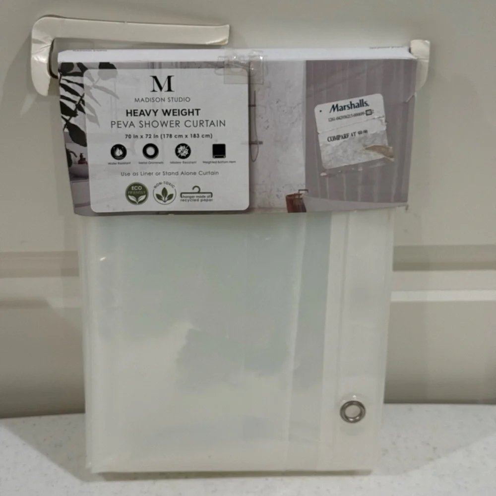 NEW Madison Studio Heavyweight Clear PEVA Shower Curtain ~ 70in x 72in